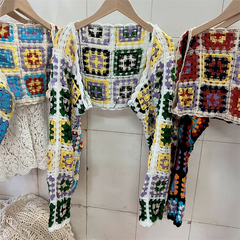 Chemisier court de style bohème pour femme, broderie florale, vacances de plage, évider, chic en Y