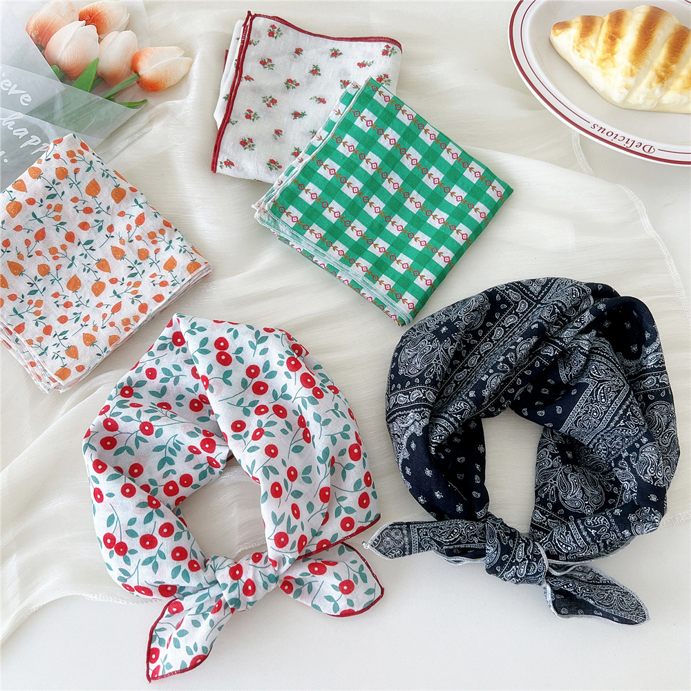 Foulard bandana en coton, 55x55cm, turban, châle, écharpe de sauna, mouchoir, accessoires pour cheveux