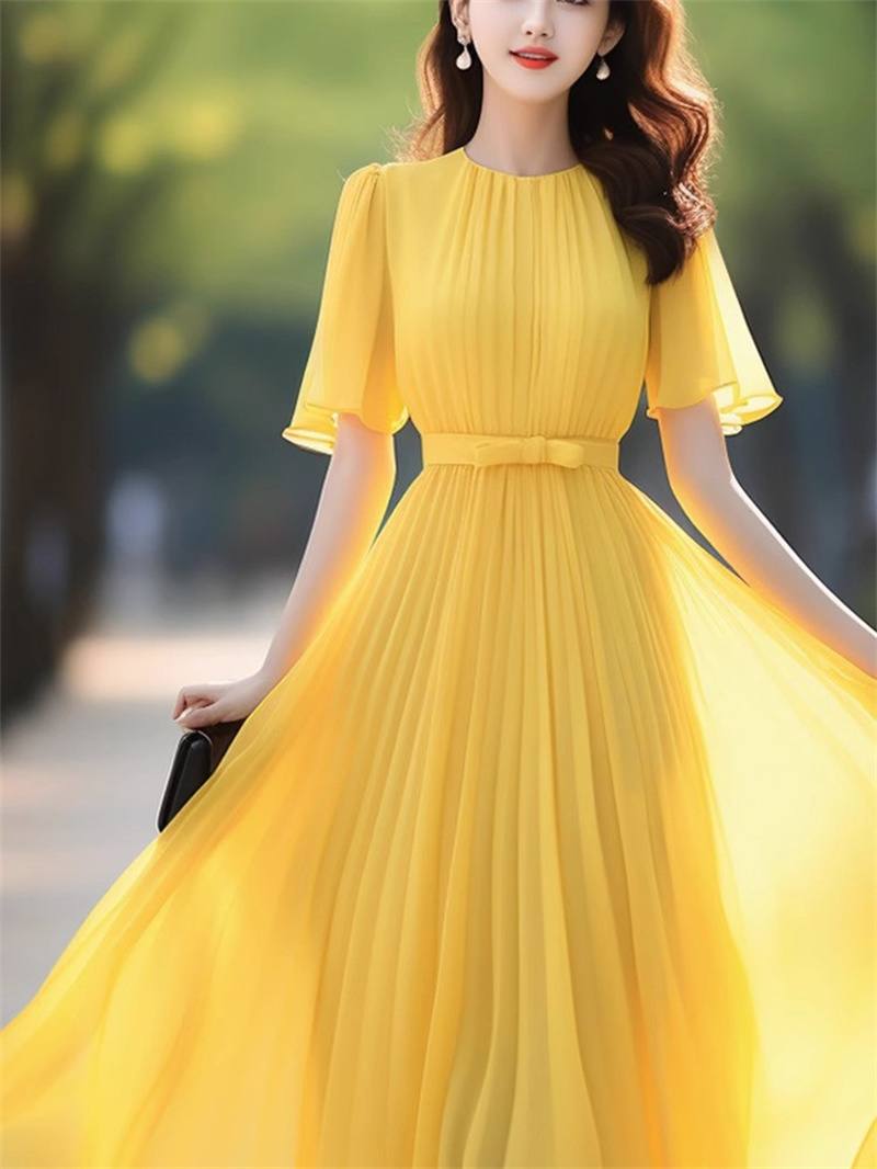 2025 été en mousseline de soie Chic bal de mariage robe mi-longue femmes élégant décontracté bohème plage vacances robe coréenne moulante fête robes