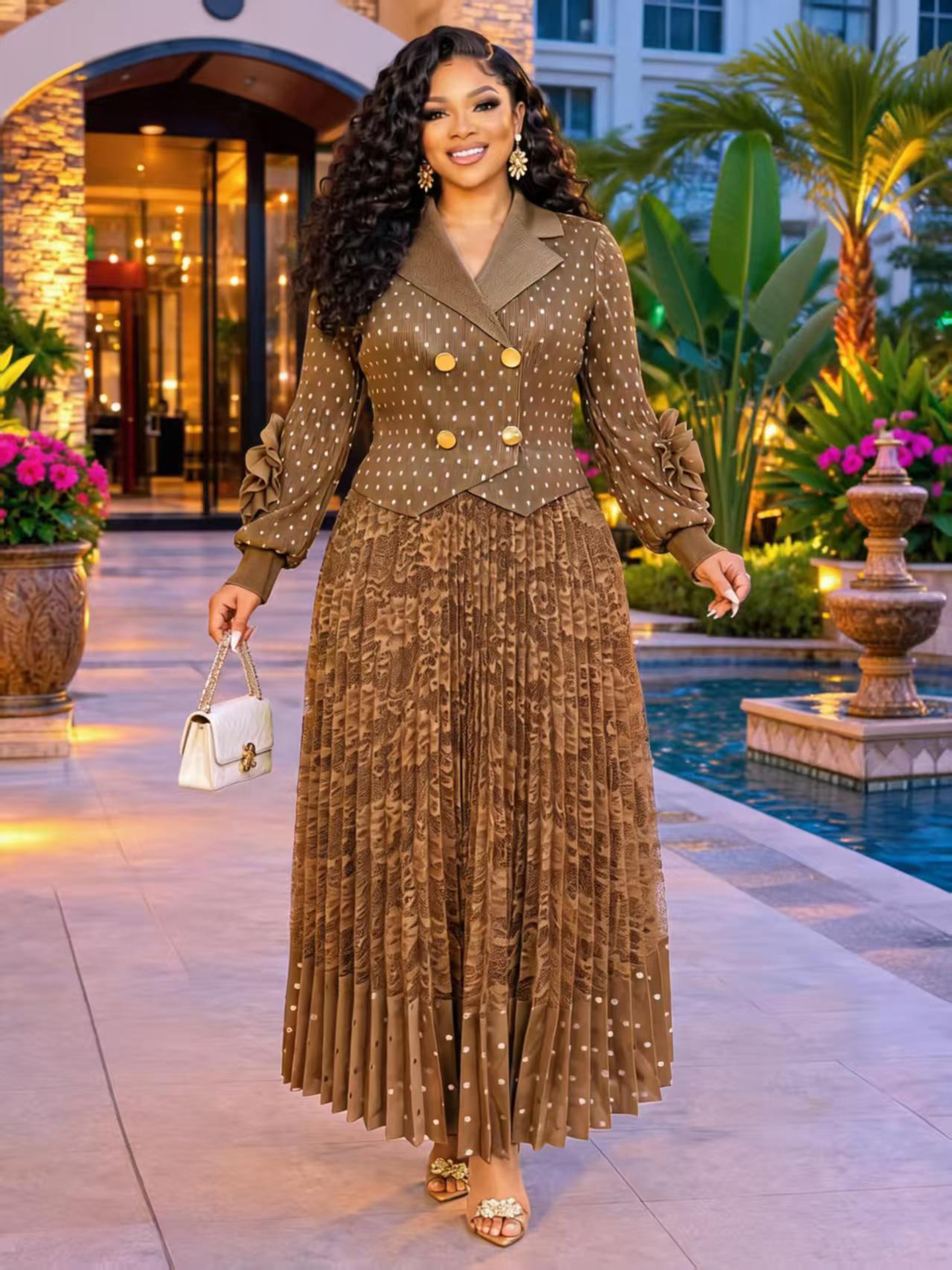 Robes africaines pour femmes, robe de soirée pour mariage, tenue africaine en dentelle plissée Miyake pour dames, robe africaine Dashiki