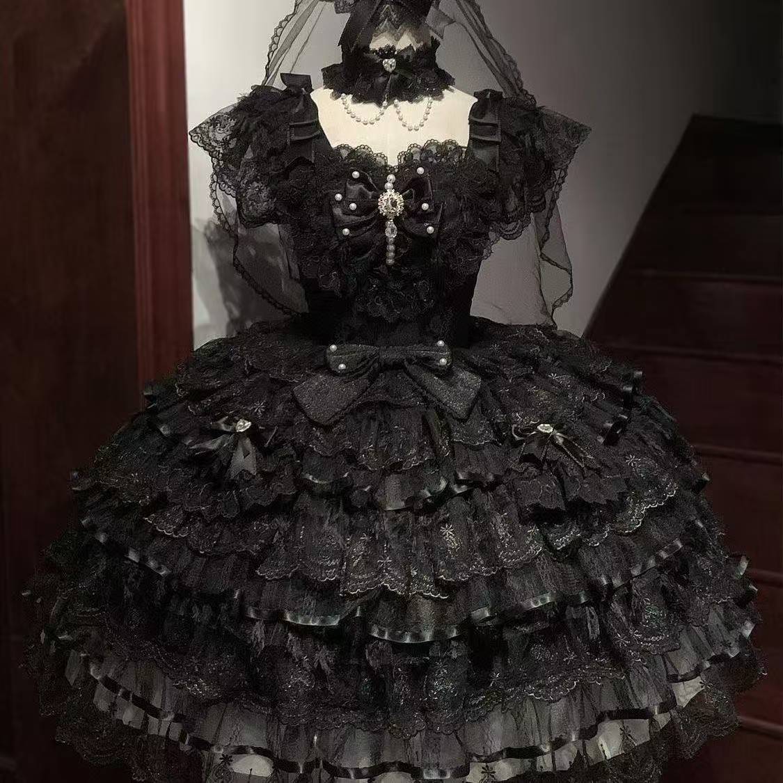 Robe Lolita à volants en dentelle 2026, tenue de cosplay japonaise, vêtement Y2K, robe de fête imprimée nœud, style mode Kawaii