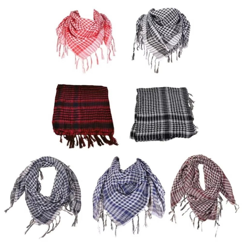 Grand foulard arabe Shemagh avec pompon, écharpe de cou, Bandana Keffiyeh pour hommes et femmes