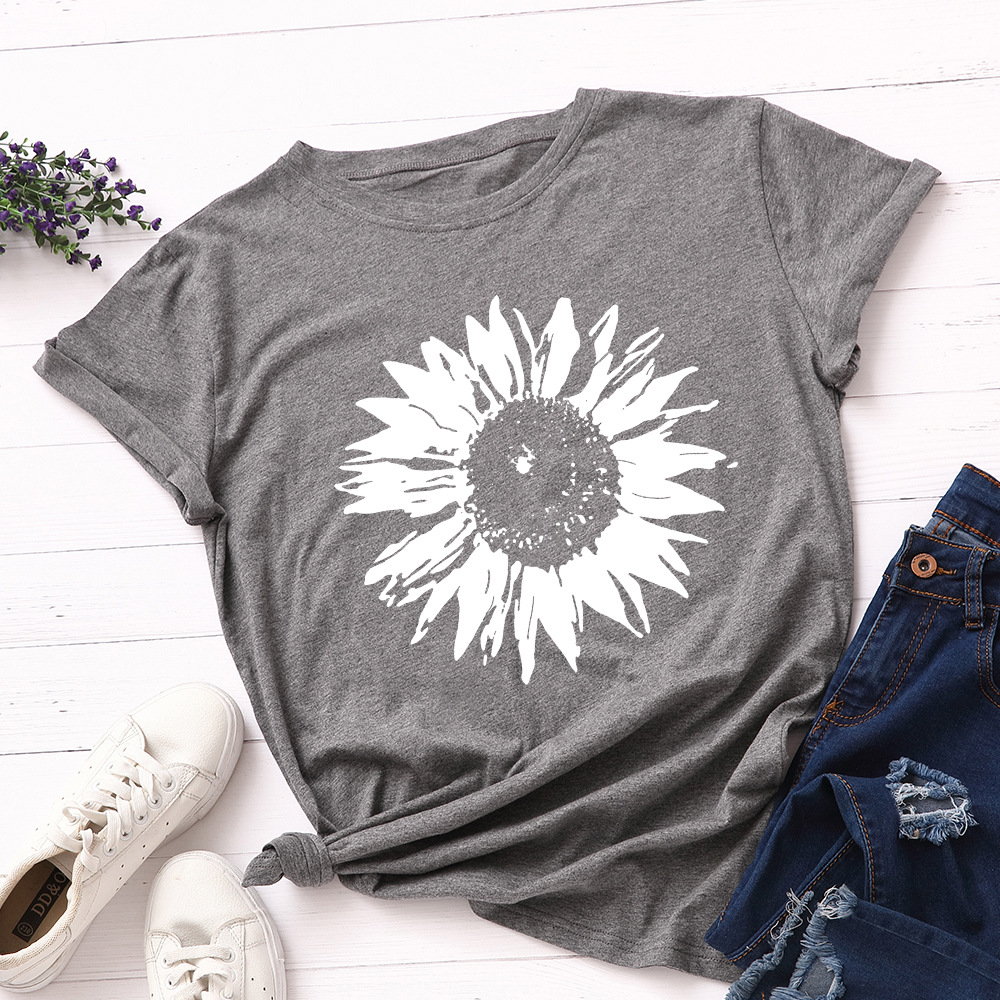 S-5XL Respzed Femmes Économie Femme À Manches Courtes Tee Y-Fleur Imprimé Femme Casual Tshirt 2024 Été Coton T Shirt