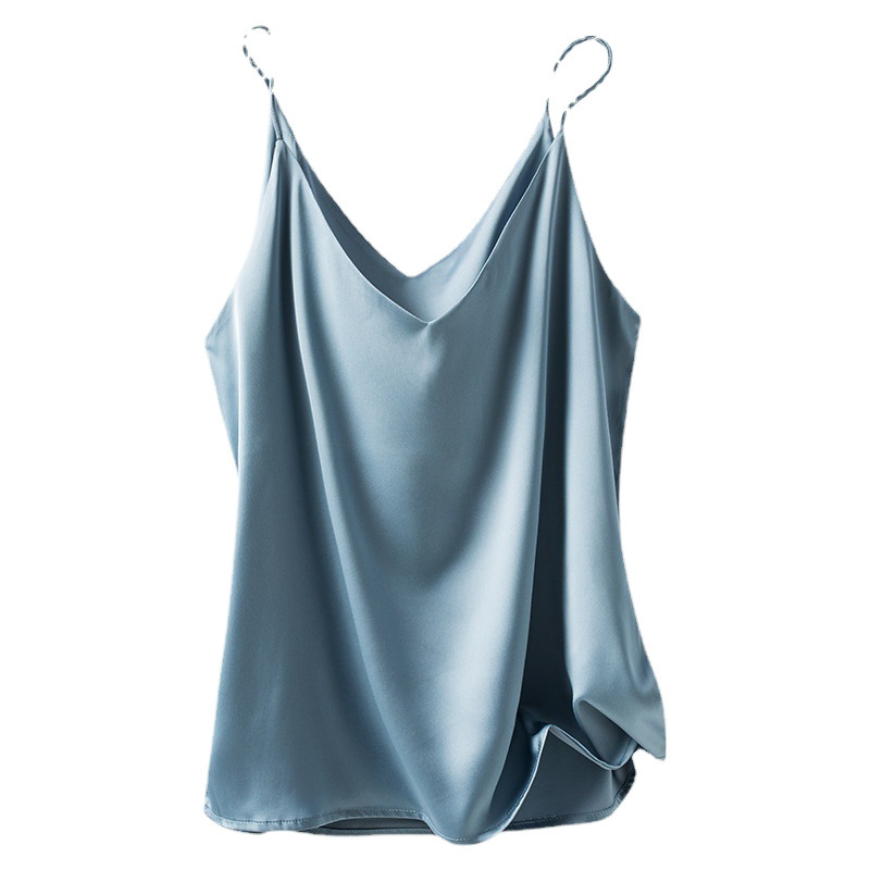 Chemisier en soie pour femmes, col en v, Design d'été, tendance, gilet à Base blanche, haut de Style français, coupe ample, couleur Pure, petit Style de luxe