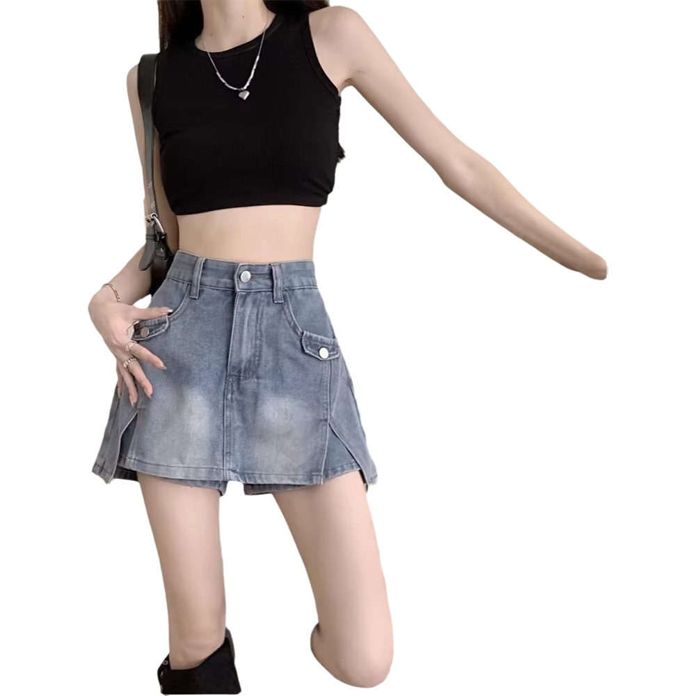 Jupe courte en jean amincissante pour femme, mode printemps-été, coupe trapèze fine, sexy, pour femmes rondes, décontractée, respirante, idéale pour les voyages