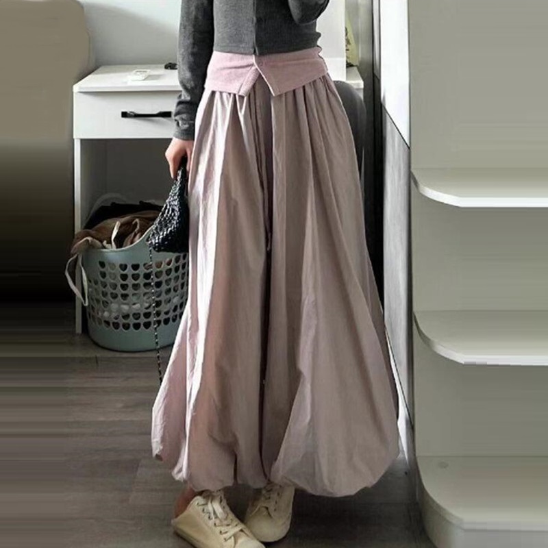 2025 été femmes mode coréenne taille haute lanterne jupes longues en vrac fleur bourgeon jupe Streetwear jupes plissées vêtements féminins