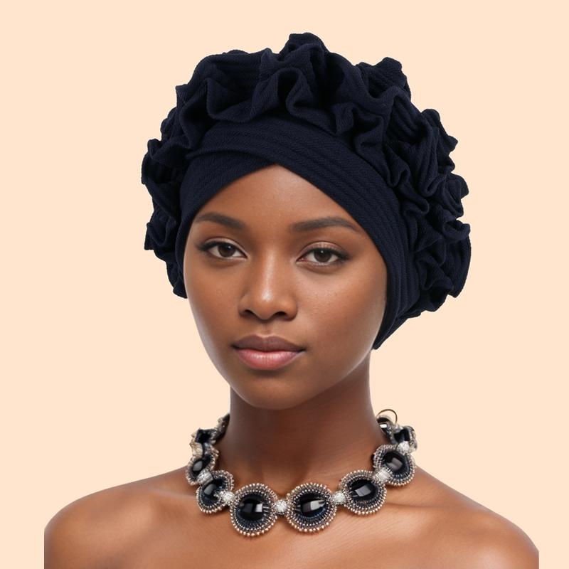 Casquette Turban à volants pour femmes, bandeau doux et confortable, foulard, Bonnet de couleur unie, couvre-chef