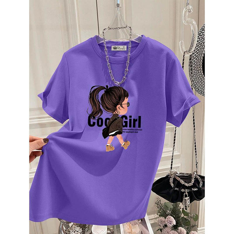 Mode d'été Cool fille imprimer T-shirts femmes vêtements décontracté ample pur coton à manches courtes haut t-shirt tout-match élégant pulls