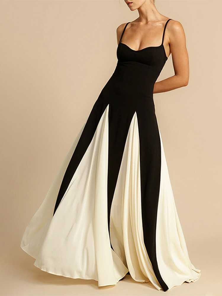 Robe patchwork dos nu pour femme, robe trapèze, écharpe de soirée élégante, mode féminine, robe de soirée longue, 2024
