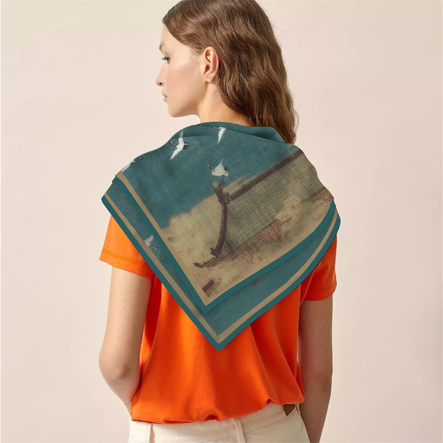 Nouveau Design châle chinois imprimé foulard en soie foulards carrés dame enveloppes foulard femme cou châle enveloppes Echarpes Hijabs 90CM