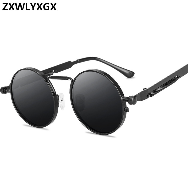 Vintage Style Punk lunettes de soleil hommes rétro rond cadre en métal femmes lunettes de soleil lunettes de mode Gafas sol mujer UV400