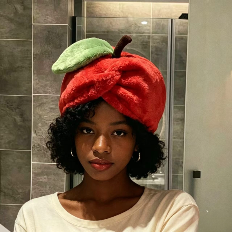 Joli bonnet pour cheveux secs de style Ping Anguo, absorption rapide de l'eau, super absorption, serviette à séchage rapide, foulard corail