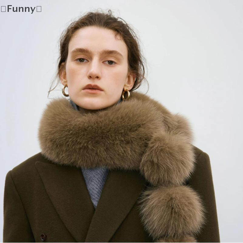 maveraFunny RagaLong fausse fourrure de renard écharpe femmes hiver chaud doux fourrure foulards décontracté dame en plein air cou plus chaud col