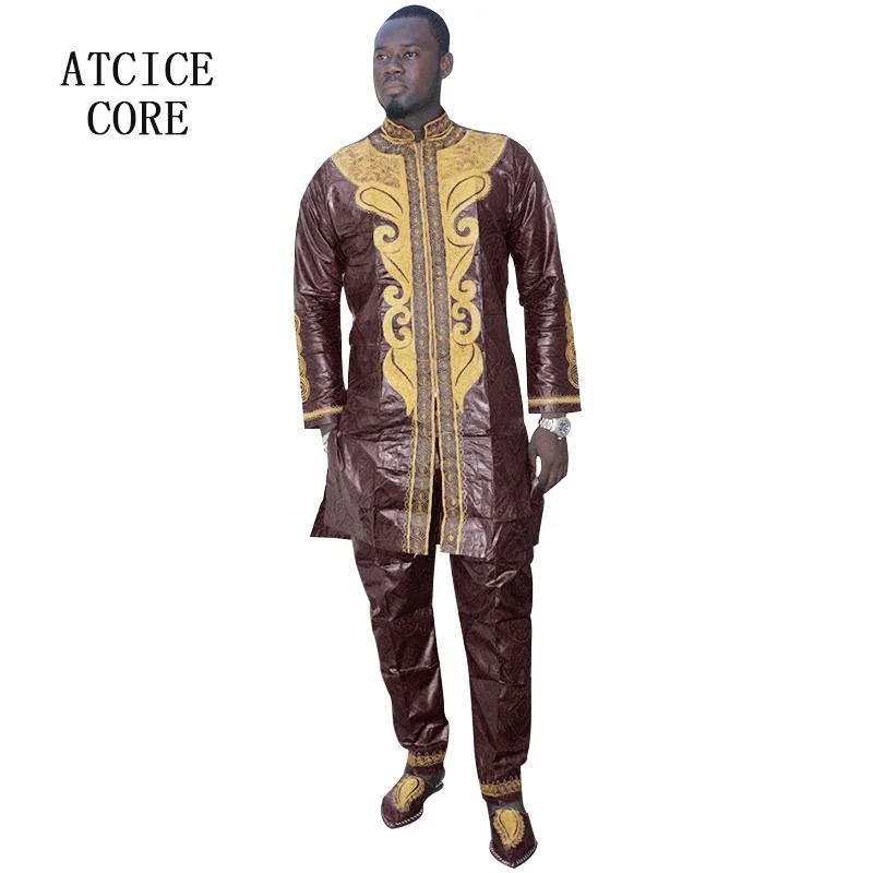 Vêtements africains traditionnels pour hommes, dashiki, manches longues, bazin riche