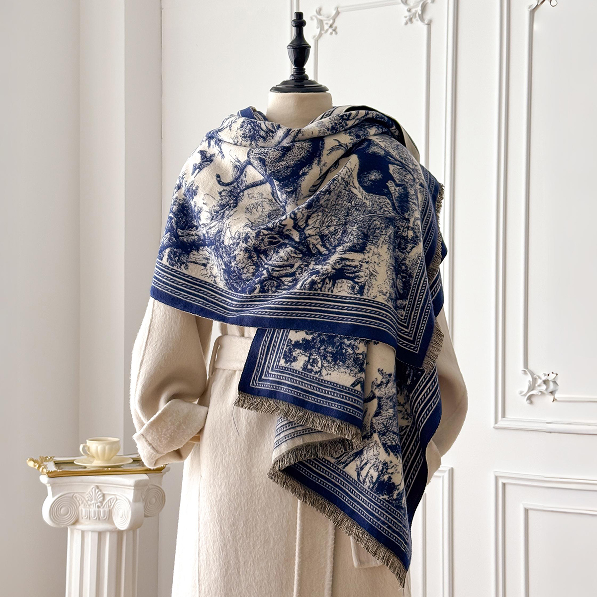 Châle Pashmina Jacquard Animal élégant pour femmes, écharpes épaisses et chaudes, Design Double face, couverture coupe-vent résistante au froid, hiver