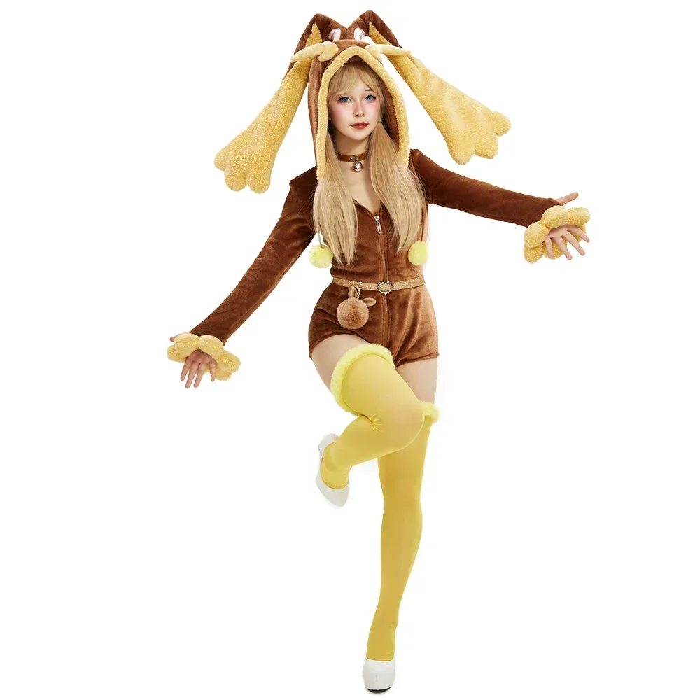 Mobbunny PM dérivé moelleux moulante barboteuse pyjama violet fourrure à manches longues à capuche body combinaison avec ceinture de queue et chaussettes