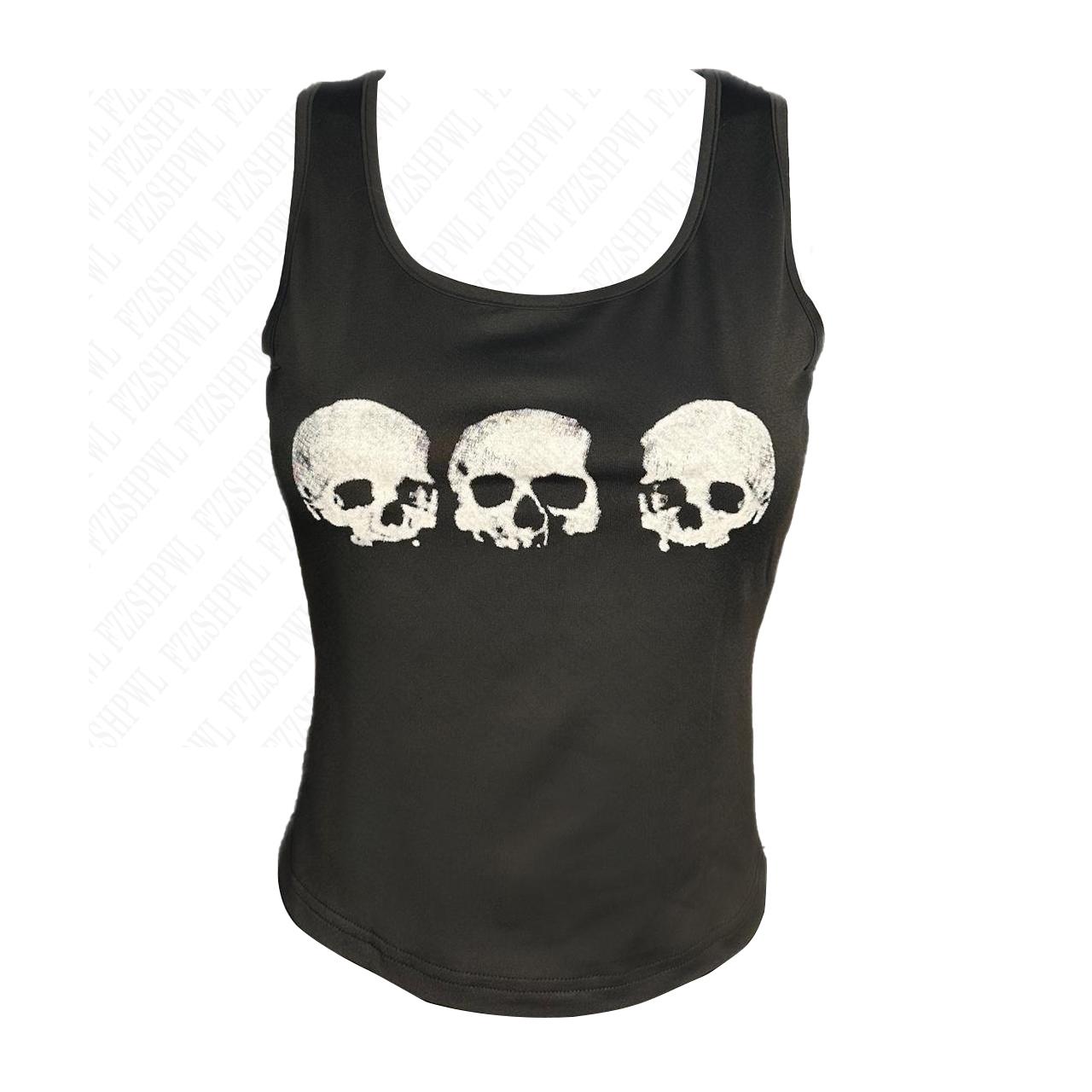 Vêtements Emo Punk pour Femme, Vêtements Précieux, Y2K, Harajuku, Imprimé Tête de Mort Classique, Goth, Grunge, Fibre Rock, Streetwear, Singlet Vintage