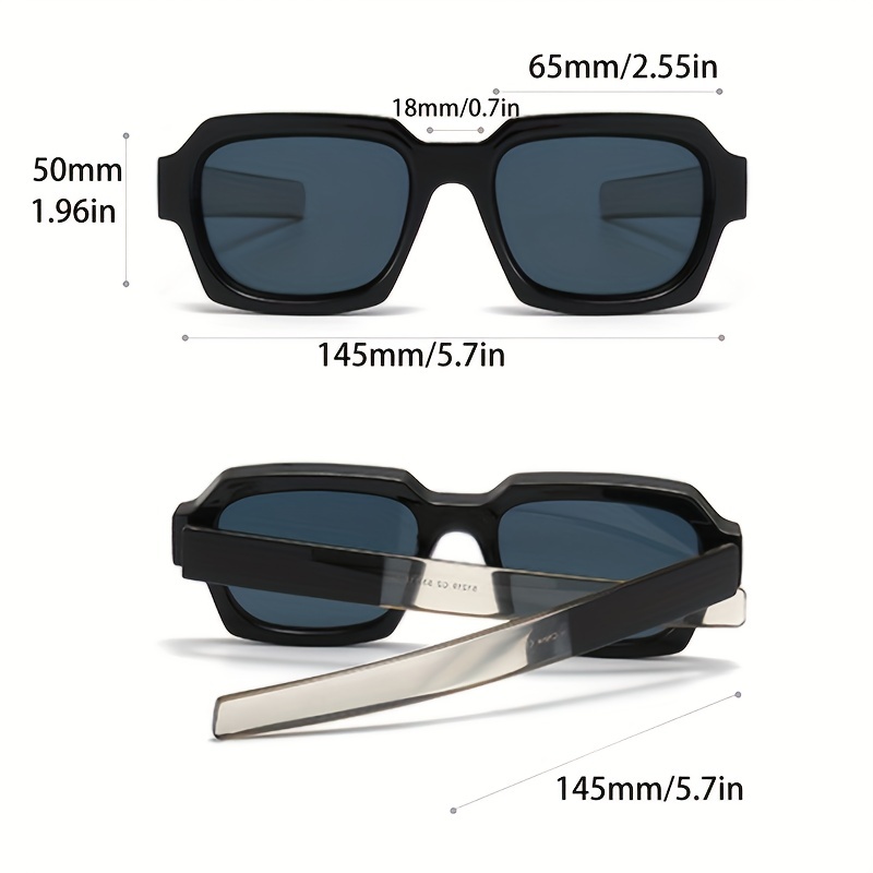 1 paire de lunettes de soleil élégantes à monture carrée noire pour femme – Cadre en plastique élégant avec verres teintés jaunes, parfait pour la mode