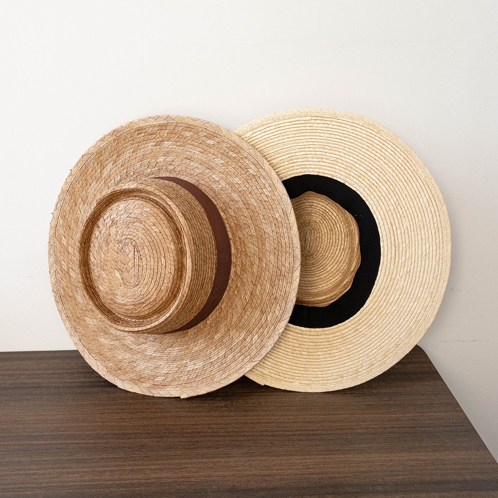 Chapeau de paille tissé bicolore, feuilles de tournesol tissées à la main pour femmes et hommes, chapeau de plage Vintage décontracté à grand bord pour l'extérieur, été