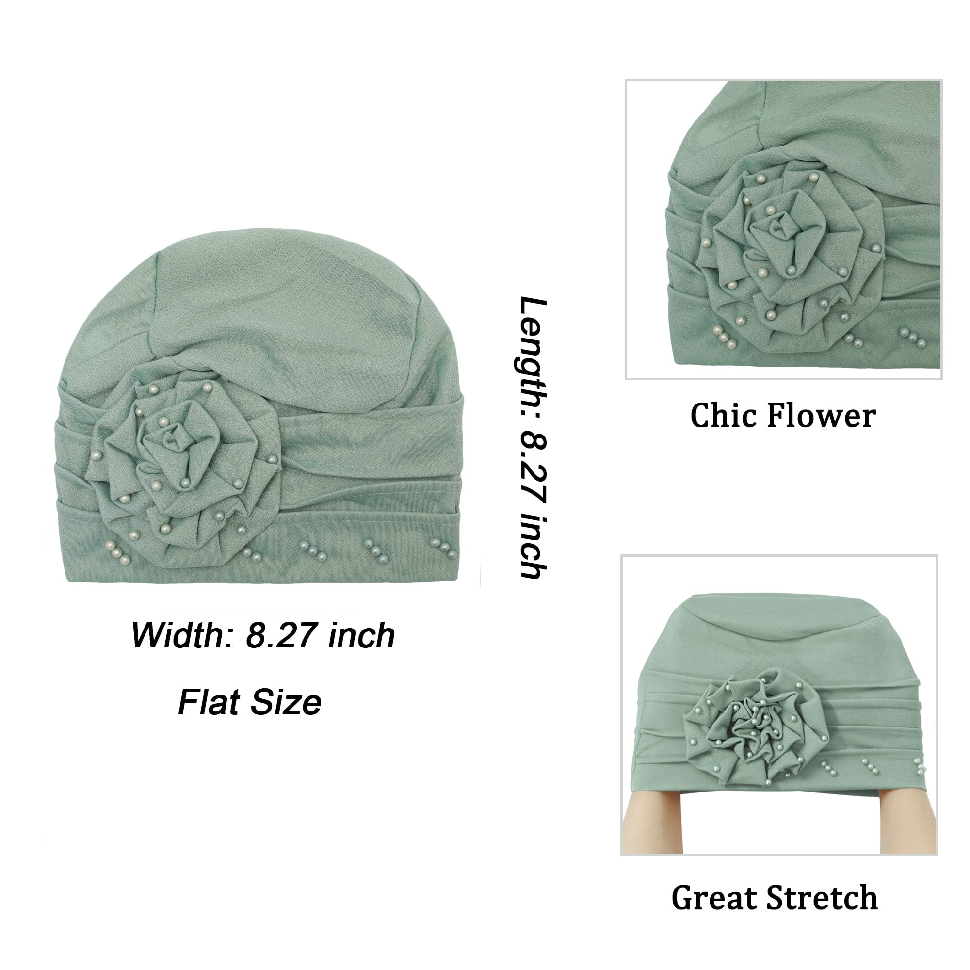 2024 nouvelles perles mode musulmane femmes Hijabs Turban bonnet chapeau avec fleur chimio chapeaux élastique tête enveloppement casquette