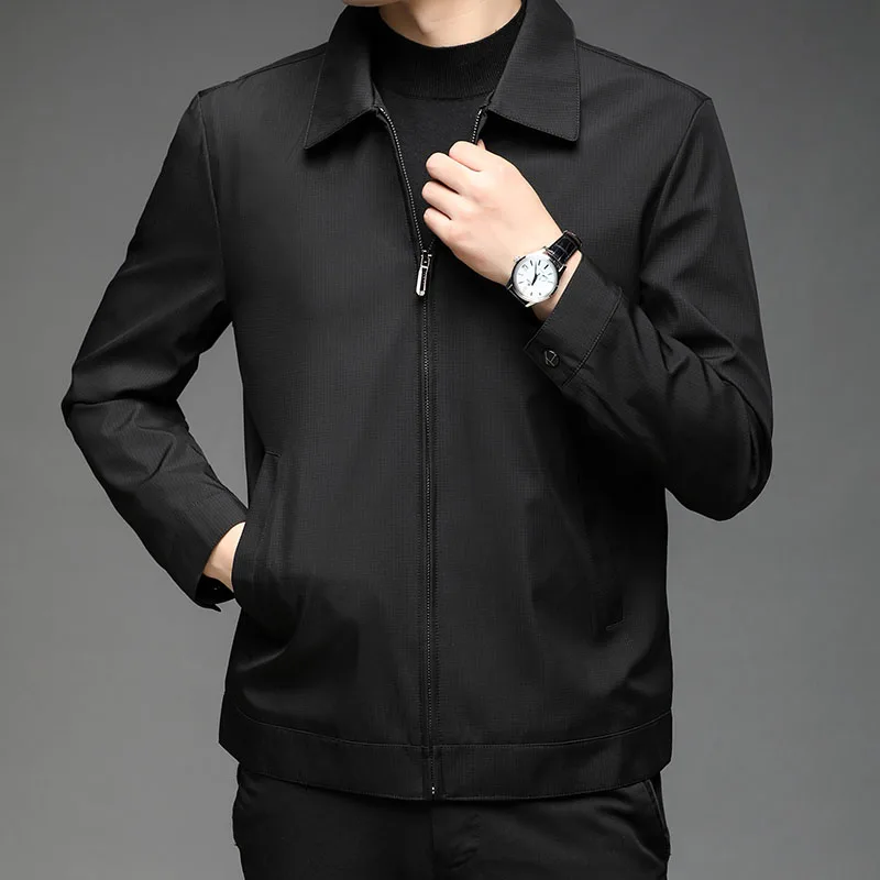 Col montant mode veste manteaux hommes de haute qualité mode affaires printemps automne Simple solide vestes vêtements veste décontractée