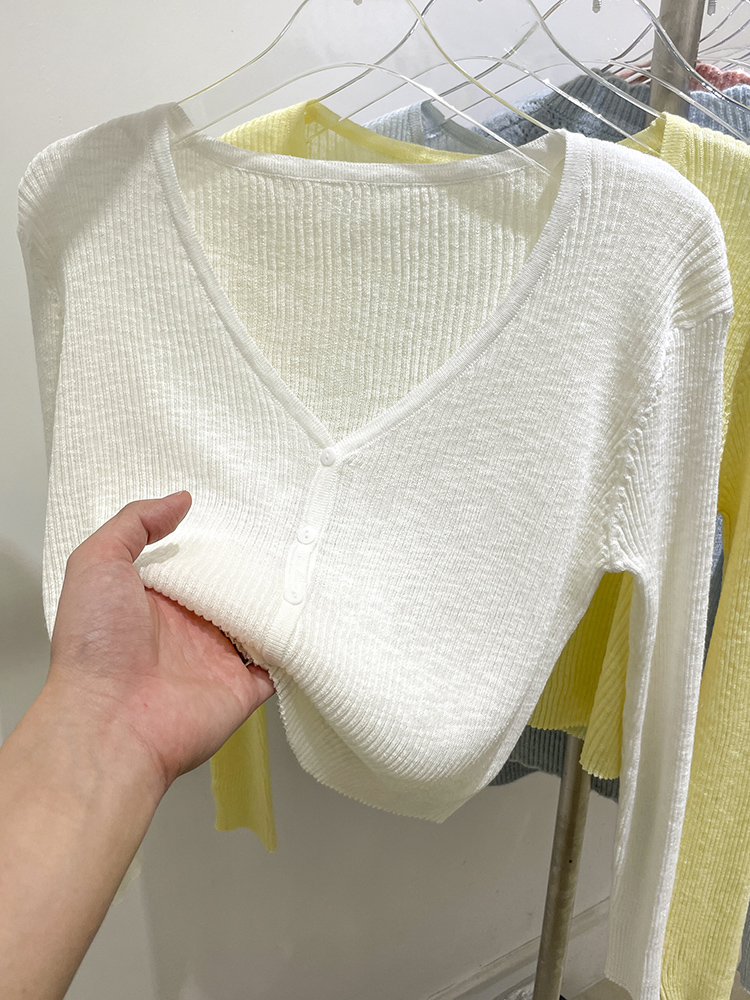 Cardigan coréen pour femmes, fin, décontracté, solide, résistant au soleil, tricoté, col en v, Style doux, couleur bonbon, basique, quotidien, été