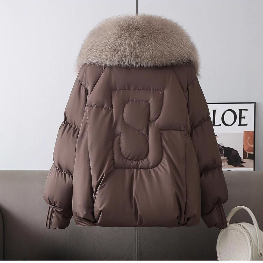 Manteau en duvet de coton pour femmes, mode coréenne, grand col, épais, chaud, bouffant, parka ample, veste en coton, nouvelle collection 2025