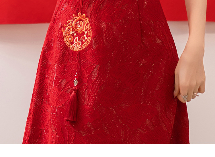 Robe Cheongsam à manches courtes pour femmes, Qipao moderne, vêtements traditionnels chinois, rouge, mode d'été
