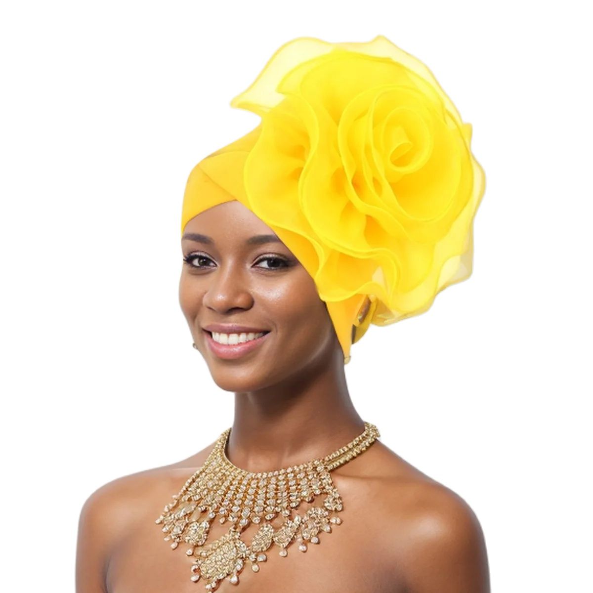Turban Africain à Grande Fleur Exagérée pour Femme, Couvre-chef, Bandana, Église, ixde Mariage, Sauna, Écharpe, Chapeau, Document Solide