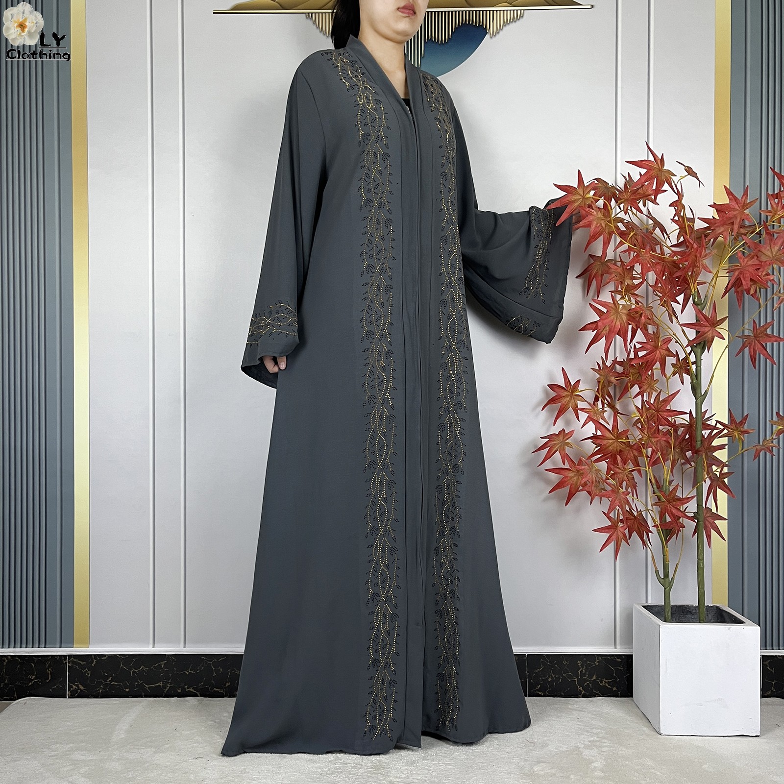 Nouvelle robe Abaya de style Dubaï pour femmes, robe élégante de haute qualité en mousseline de soie, Abaya ouverte avec fermeture éclair, robe longue islamique pour femmes, robe musulmane pour femmes