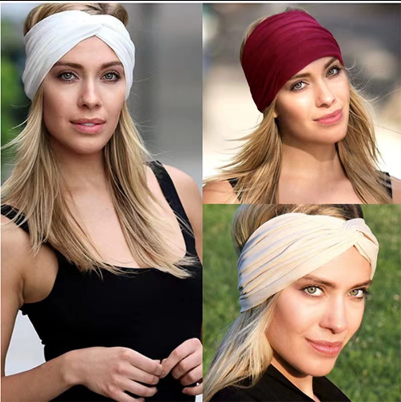 Large bandeau élastique bandeau Pilates Yoga fitness course cyclisme bandeau Turban maquillage cerceau de cheveux maquillage bandeau pour les femmes