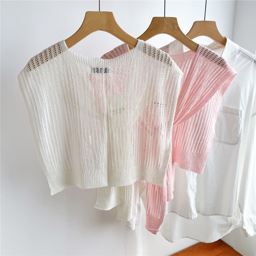 Écharpes d'épaule en dentelle unie ajourée pour femmes, châles d'été fins en tricot noué, faux col de protection pour le cou, idéales pour la climatisation