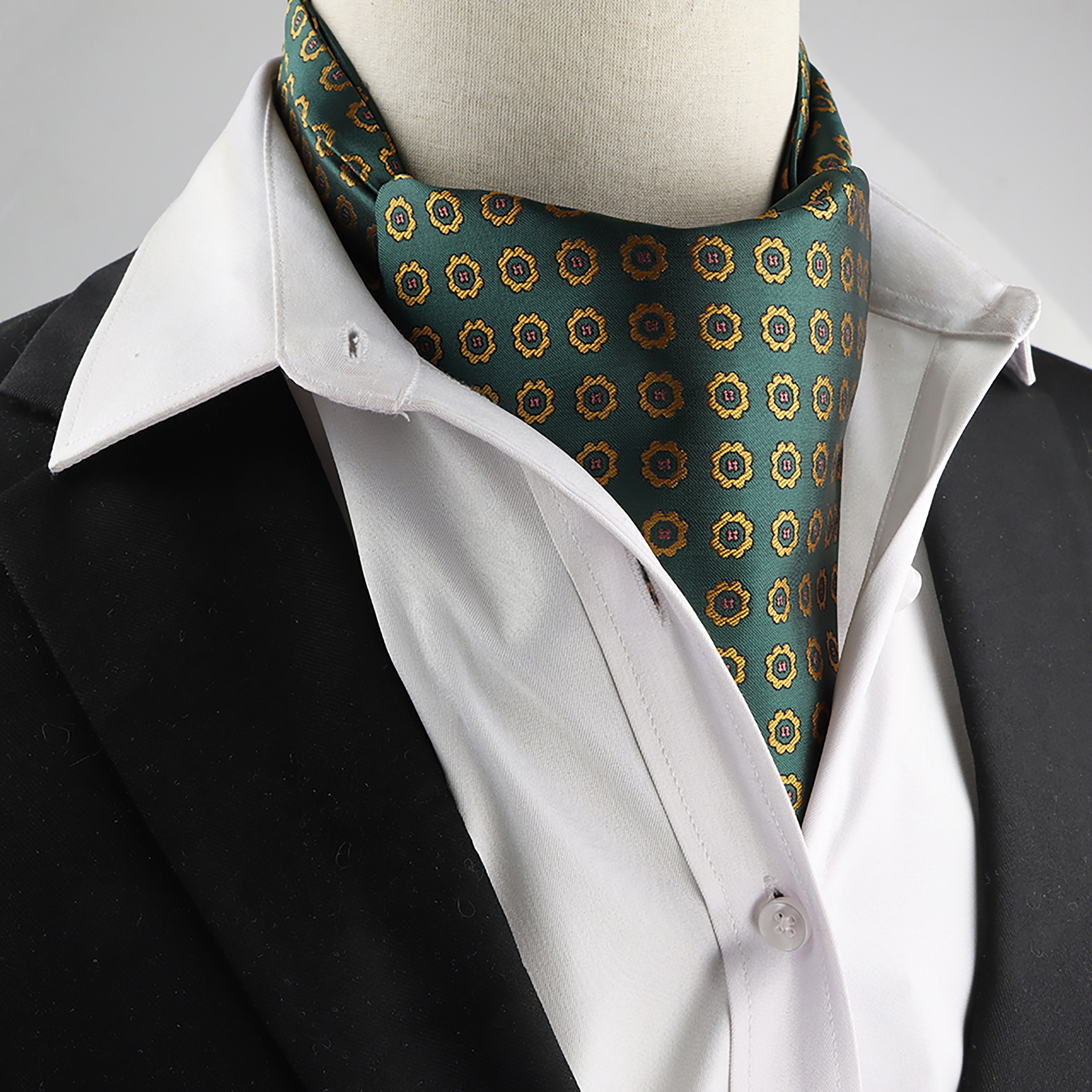 Nouveau Design hommes Ascot écharpe cravate mode Paisley Floral bleu vert cravate affaires bureau fête Gentleman collier accessoires