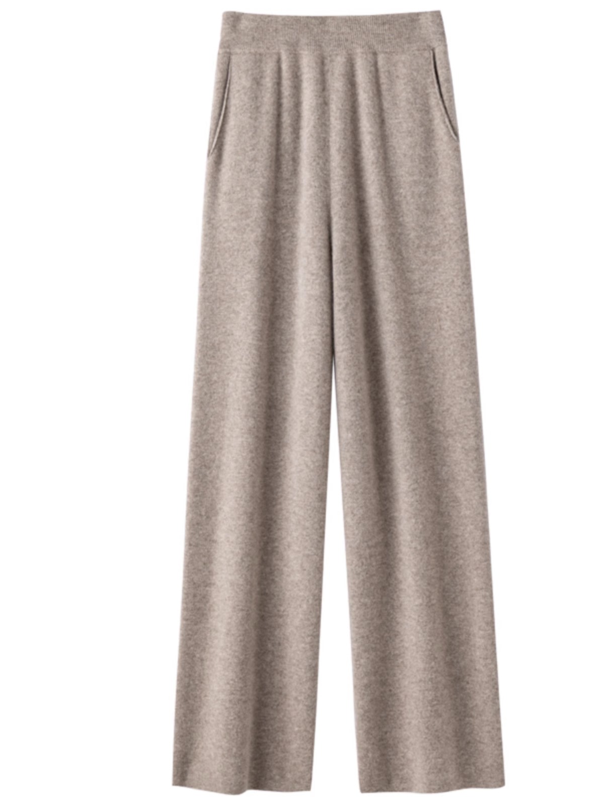 Pantalon élégant à jambes larges tombantes, taille haute, vêtements d'extérieur pour femmes avec poches, Baggy, droit, tricoté, vadrouille