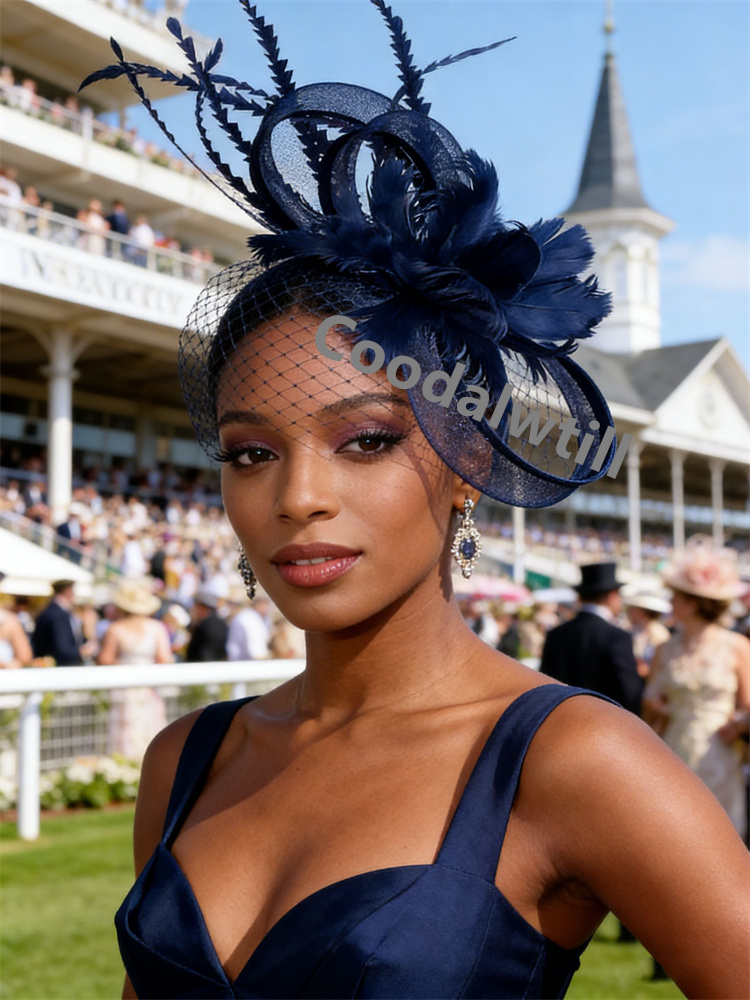 Voiles de mariée plume Fascinator chapeau femmes dames église Derby fête chapeaux dames Femme élégant fête Banquet cheveux pilulier casquettes