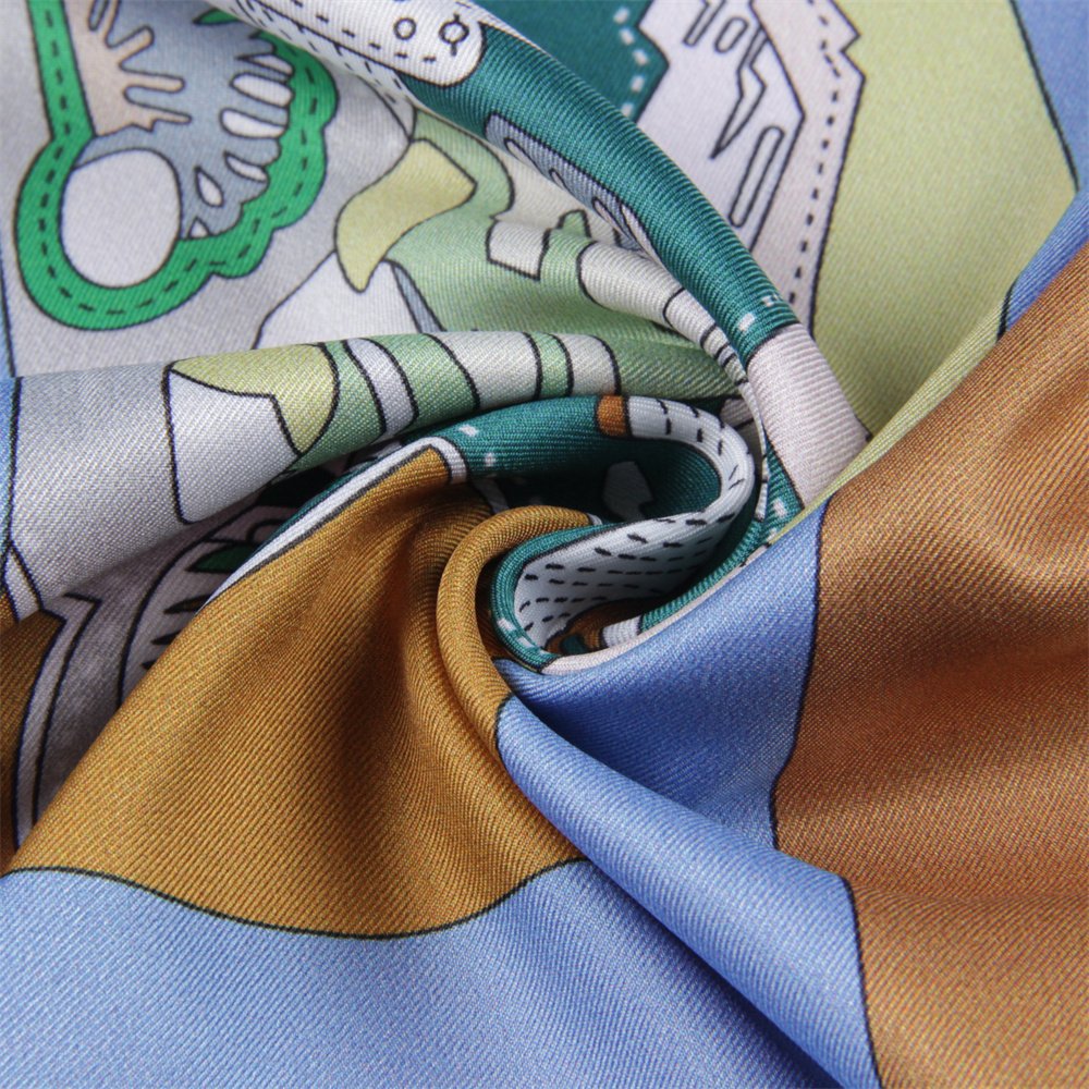 Foulards en soie de marque enveloppes Double imprimé foulard en soie sergé femmes châles Design de luxe Hijabs mode carré châle bouclé 90CM
