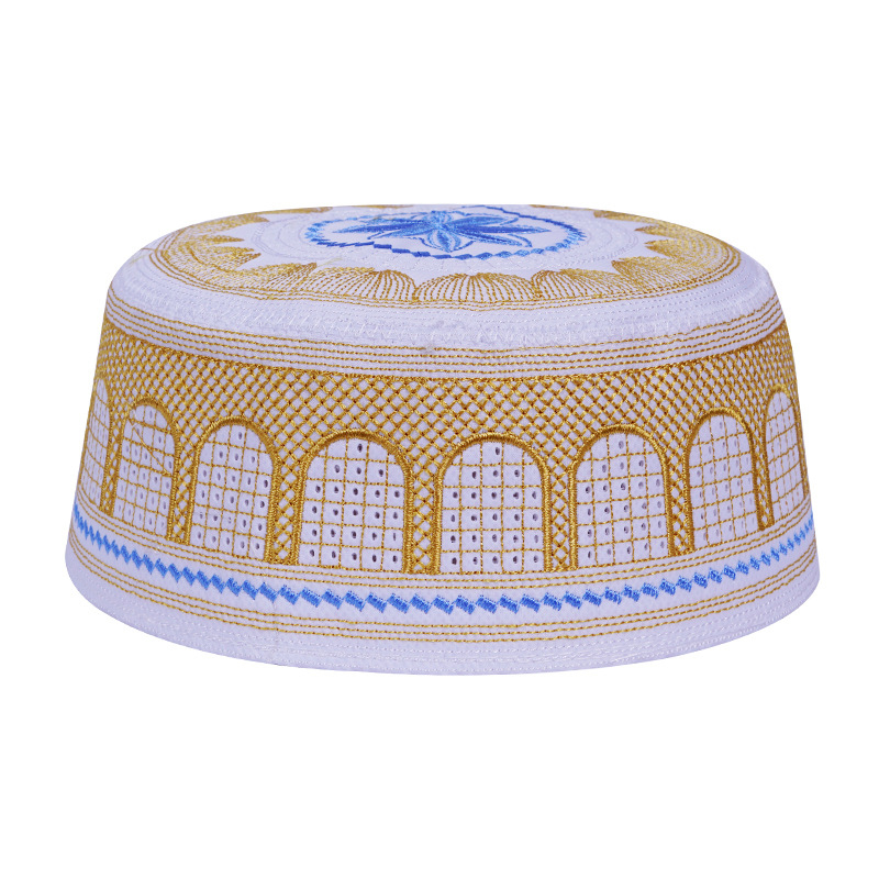 Nouveau Chapeau de Prière Musulman pour Hommes en Coton Brodé, Style Loisir, Chapeau Islamique d'Arabie Saoudite, Foulard pour Hommes, Topkippot, Turban, Chapeau Saoudien