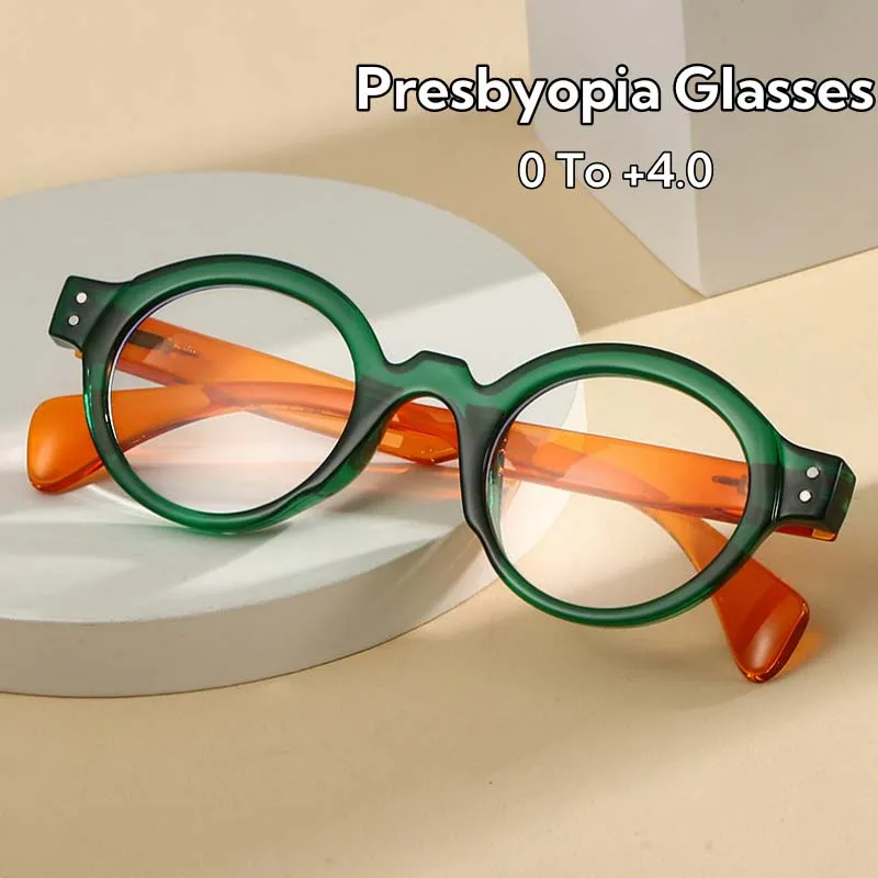 Lunettes de presbytie à monture ronde rétro littéraire pour femmes, monture ultralégère, haute définition, bloquant la lumière bleue, lunettes de lecture