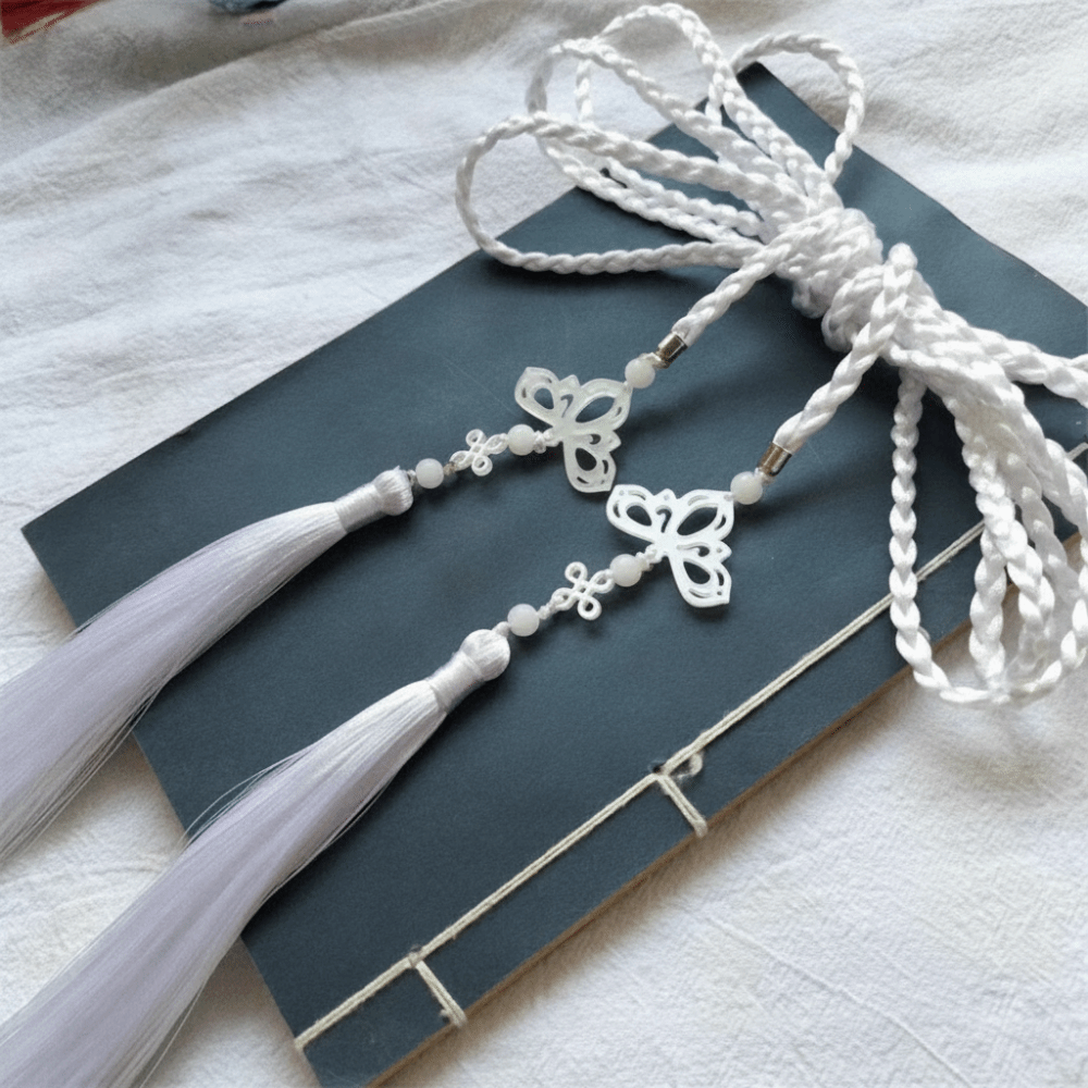 Ceinture rétro tressée à la main style Hanfu, ceinture traditionnelle chinoise avec pendentif papillon, cordon de taille tressé pour hommes et femmes