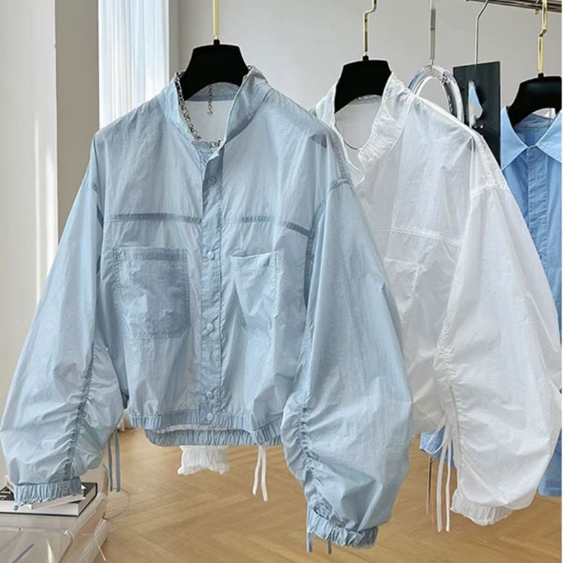 Nouvelle Veste Femme 2026 Printemps Automne Fine Anti-UV Coupe Ample Style Baseball Col Montant Trench-Coat Coupe-Vent