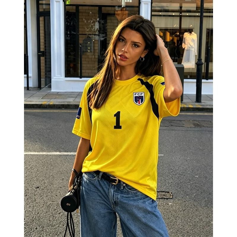 Nouveau Maillot de Foot FCF Cap-Vert 2026 pour Femme, Drapeau Vozinha 1, Manches Courtes, Respirant, Coupe Ample, Streetwear Décontracté