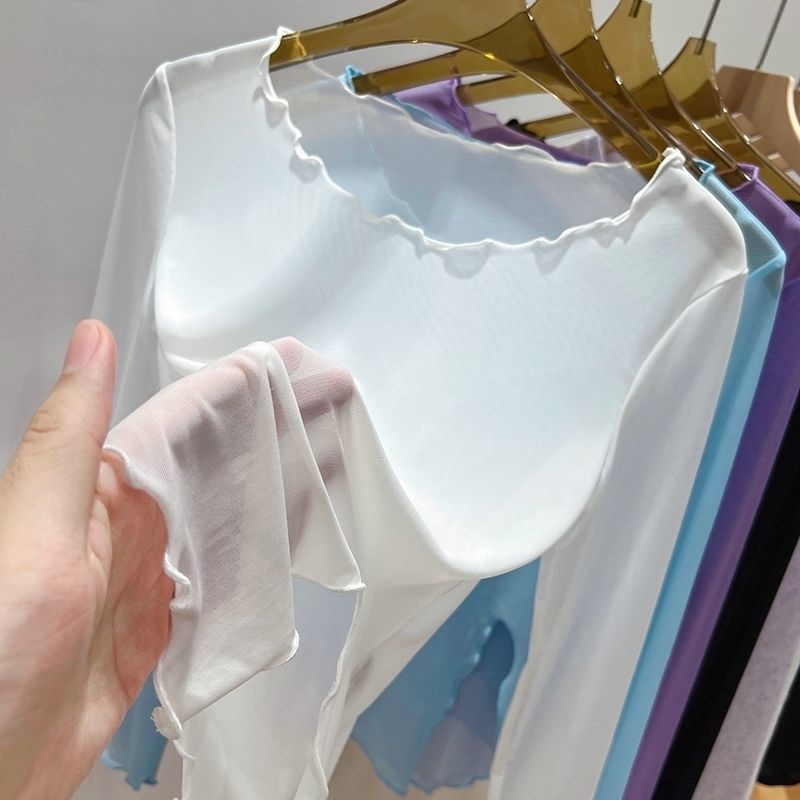 Ice InjMesh-Chemisier astronomique pour femme, T-shirt à manches longues, Vêtements d'été, Crème solaire, Bord Aura étranger, Tulle sexy