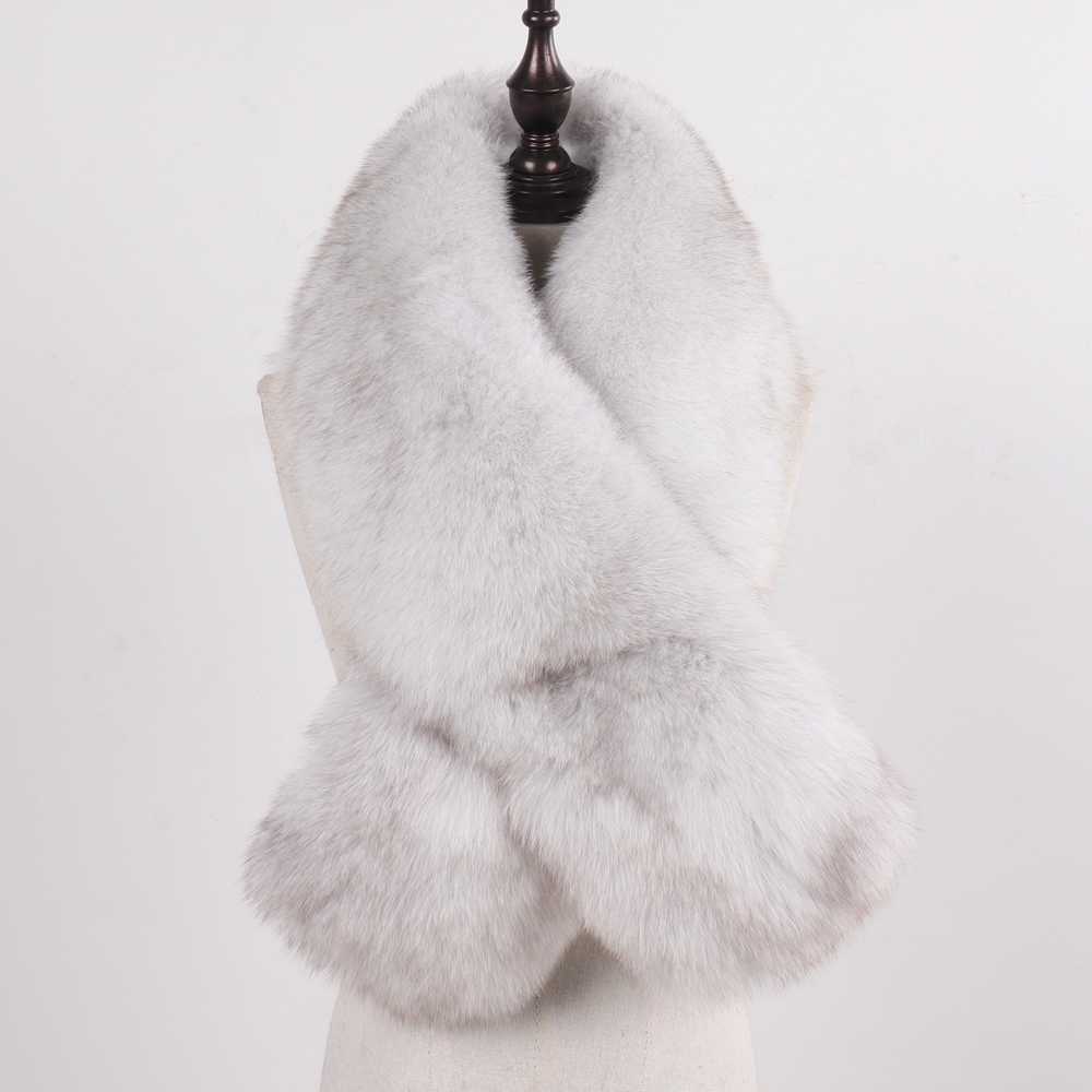 Nouveau hiver dame naturel luxe réel fourrure de renard écharpe châle pleine peau chaud doux 100% véritable fourrure de renard foulards femmes vraie fourrure silencieux
