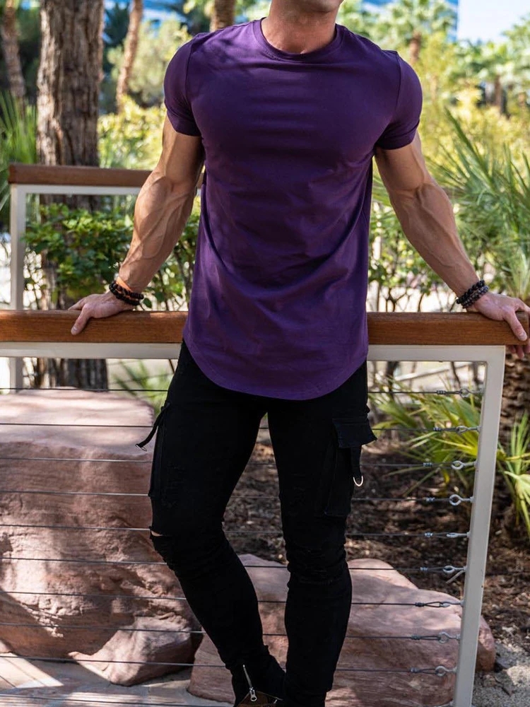 T-shirt de Fitness musculaire été hommes athloisir entraînement à manches courtes T-shirt de haute qualité coton hommes T-shirt Gym Sport chemise hauts