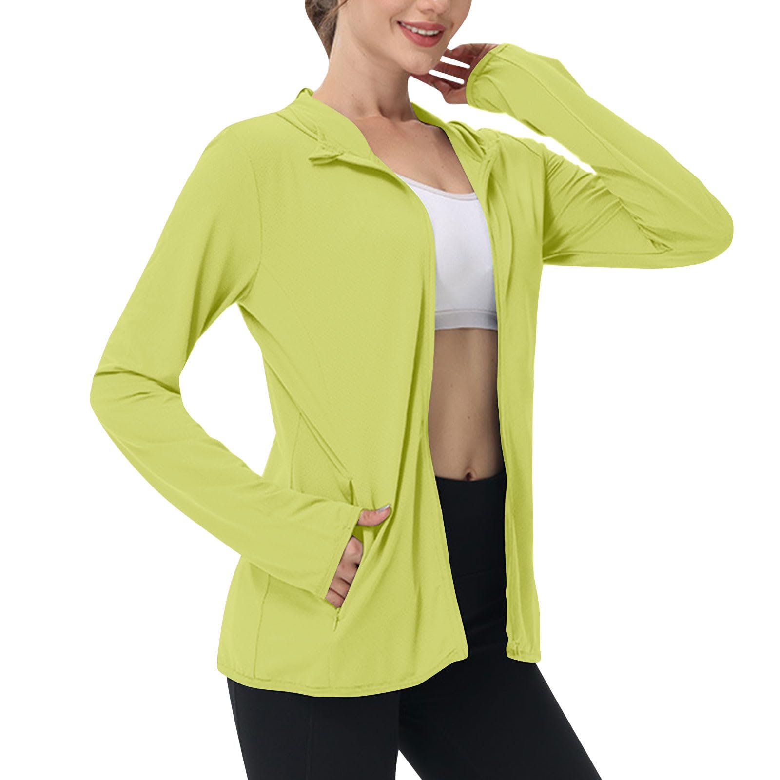 Sweat-shirt d'été pour femmes, avec fermeture éclair, léger, pour la randonnée, vestes de sport, chemises à manches longues, protection solaire, куртка женская демисезон
