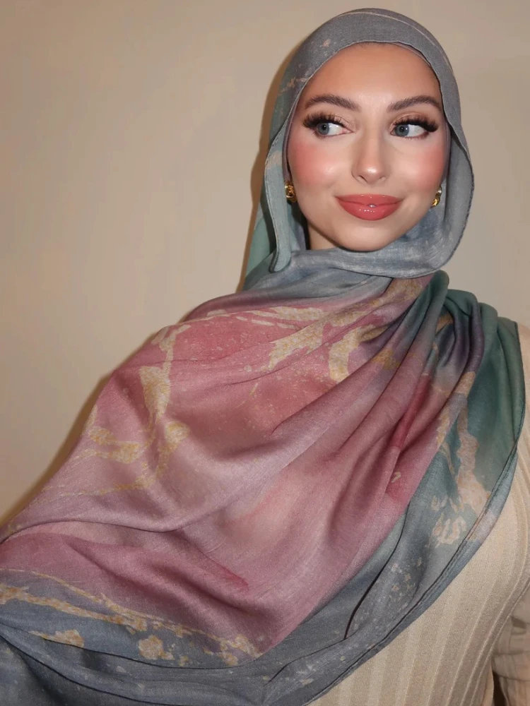 Nouveau Aquarelle Hijabs pour femmes imprimé fleuri Hijab écharpe respirant doux longue mode foulards foulard Paisley musulman