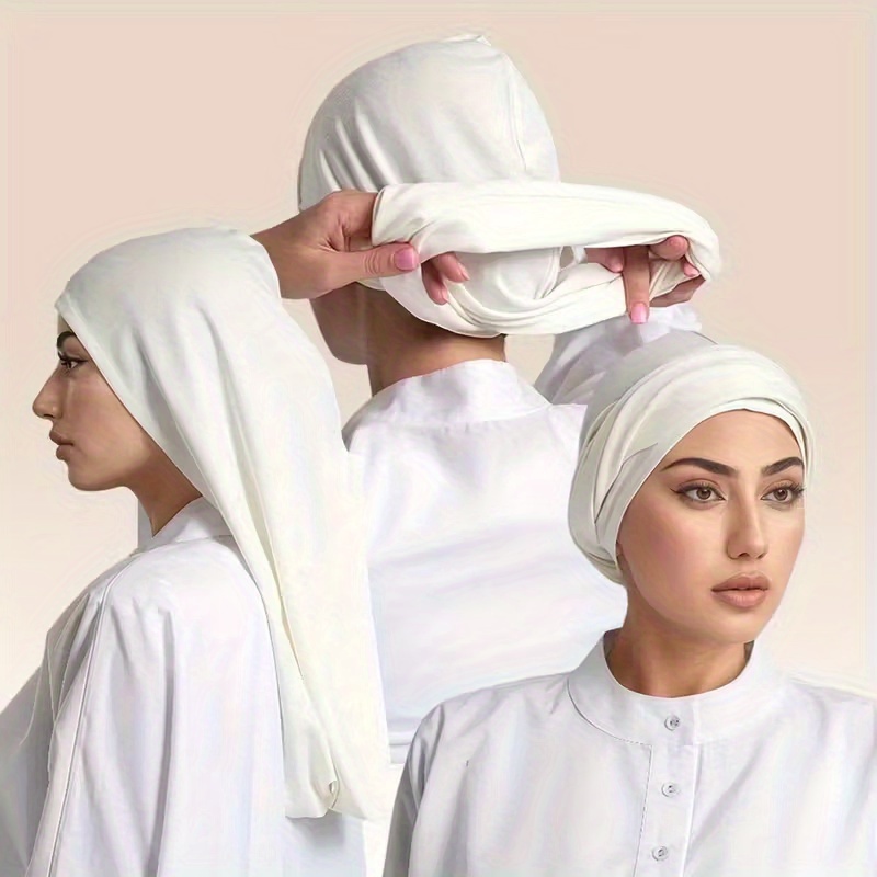 Foulard de couleur unie avec cravate musulmane islamique, foulard de Style ethnique rétro, élasticité réglable, adapté à toutes les saisons, 1 pièce