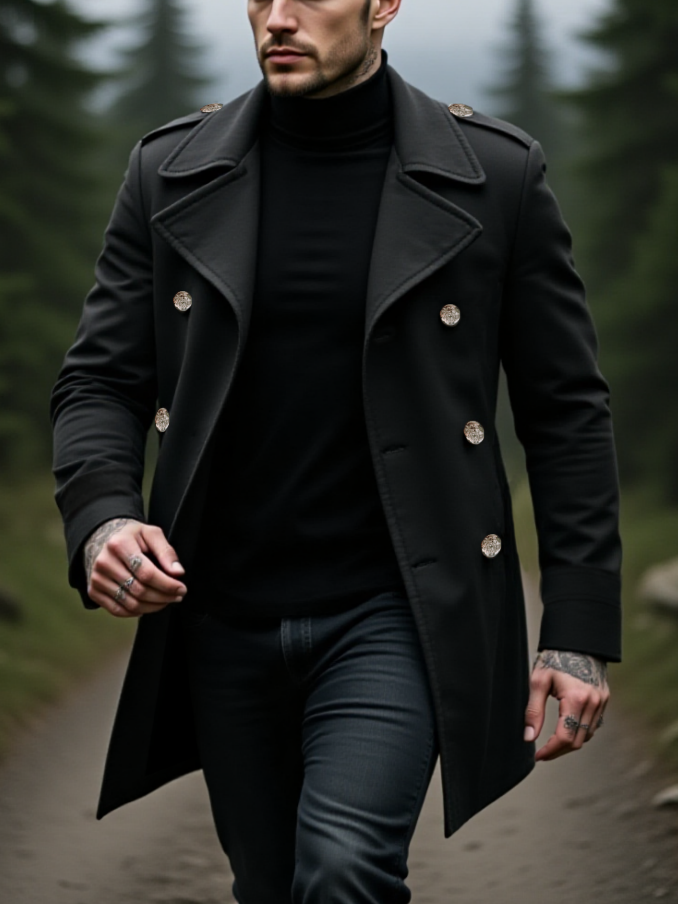 Manteau d'hiver solide pour hommes: veste à double boutonnage en tissu laine, doublure épaisse pour une chaleur ultime-nouvelle arrivée