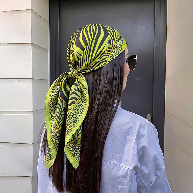 Écharpe de mode en soie, Hijab, Châle carré, Bandana, Bandeau, Foulard, Bandeaux pour cheveux, Foulards de luxe de créateur, Ruban pour femme