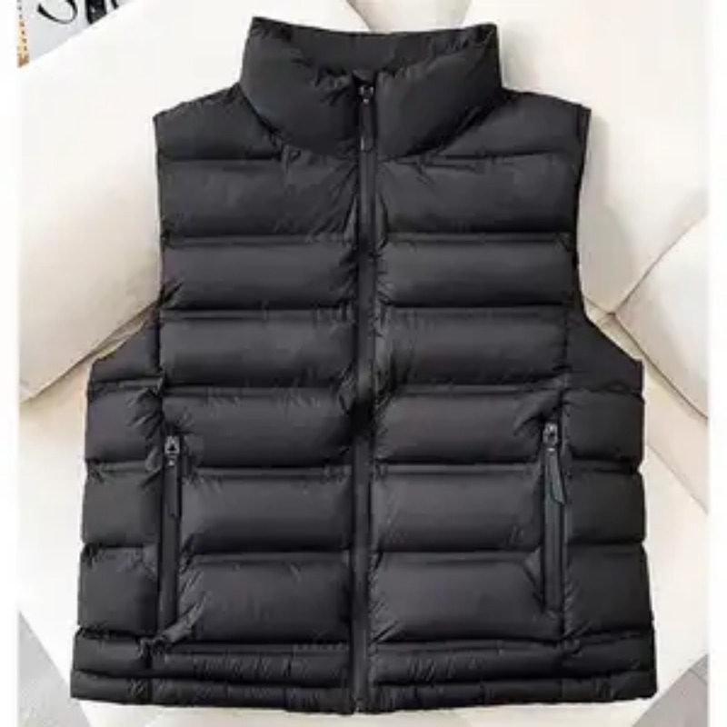 Gilet matelassé pour femme style coréen à col montant, en coton, coupe ajustée, automne-hiver, vêtement d'extérieur décontracté